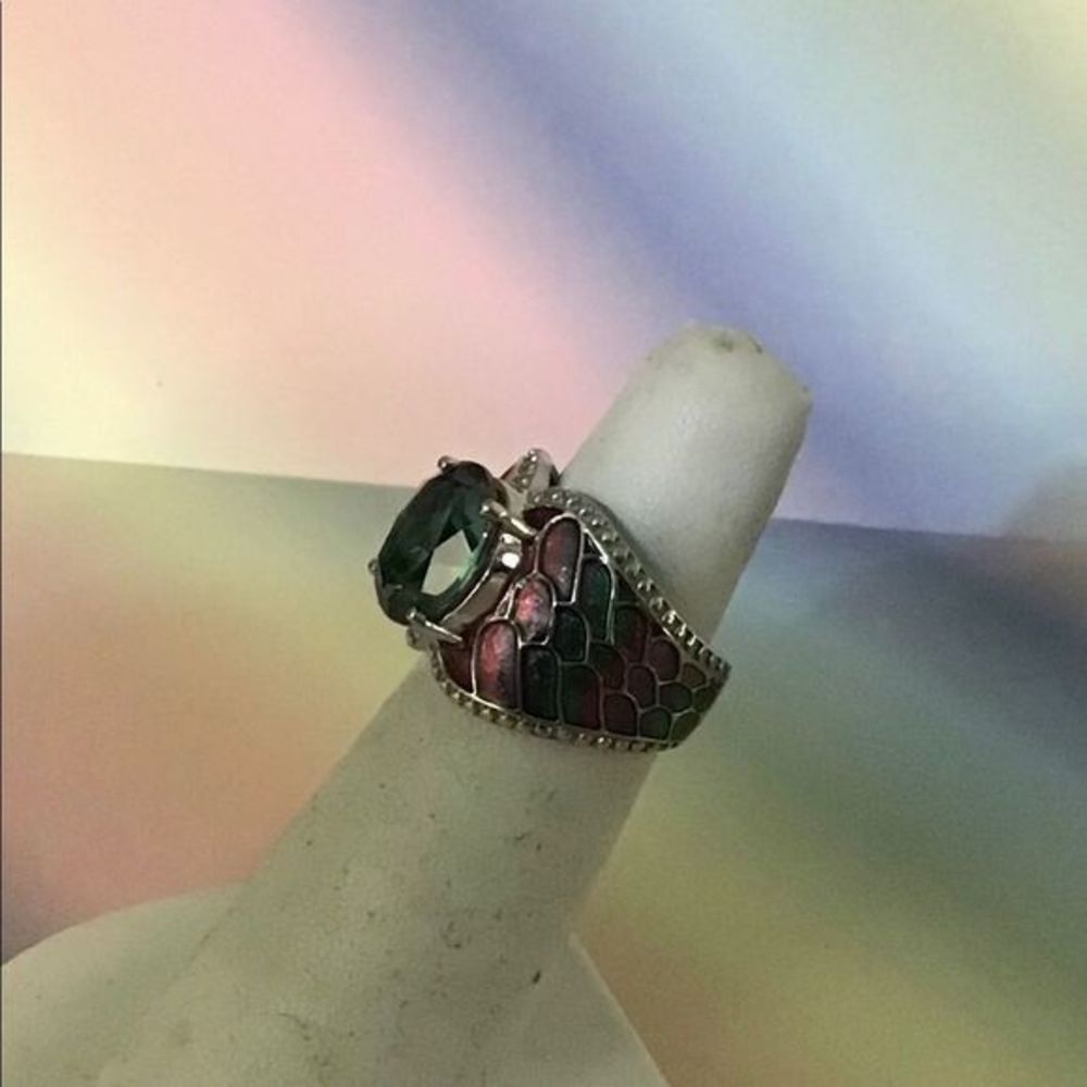 Sterling Silver‎ Mystic Topaz Ring with Italian Enamel - Picture 5 of 12